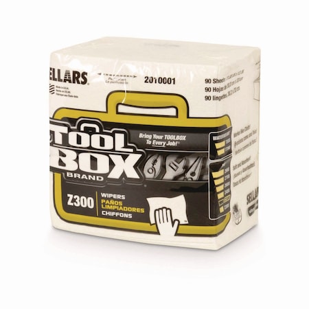 Toolbox Z300 Quarterfold Wipers, 1-Ply, 11.87 x 13, White, 12PK 660708201002